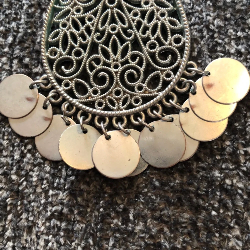 Boho Style Dangling Coin Disc Chandelier Earrings - Picture 5 of 5